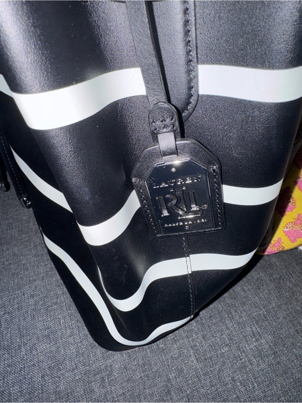 Ralph Lauren Black & White Striped Bucket Bag - Women - Picture 3 of 4
